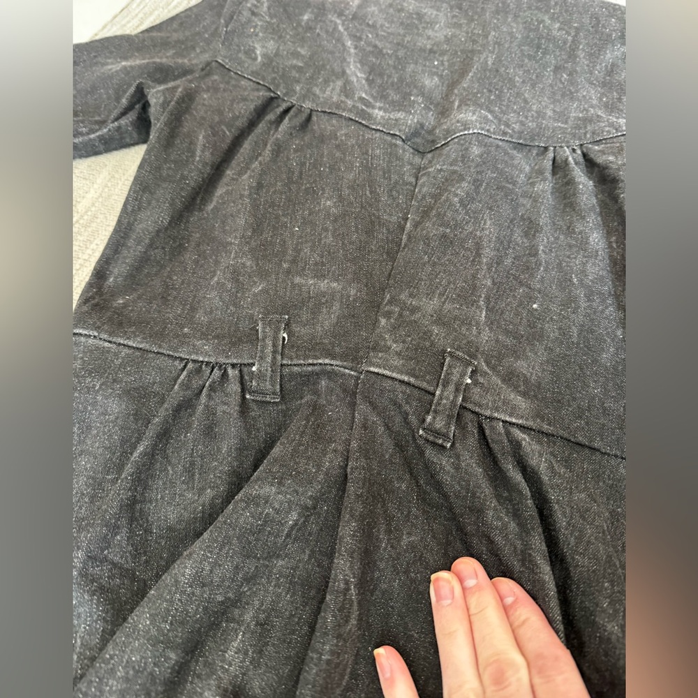 Retro 50s Rockabilly Black Denim Swing Dress - Greaser Style - Picture 7 of 8